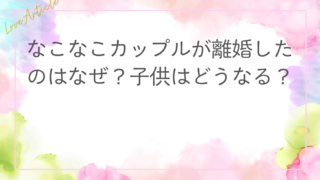 なこなこカップルが離婚したのはなぜ？子供はどうなる？